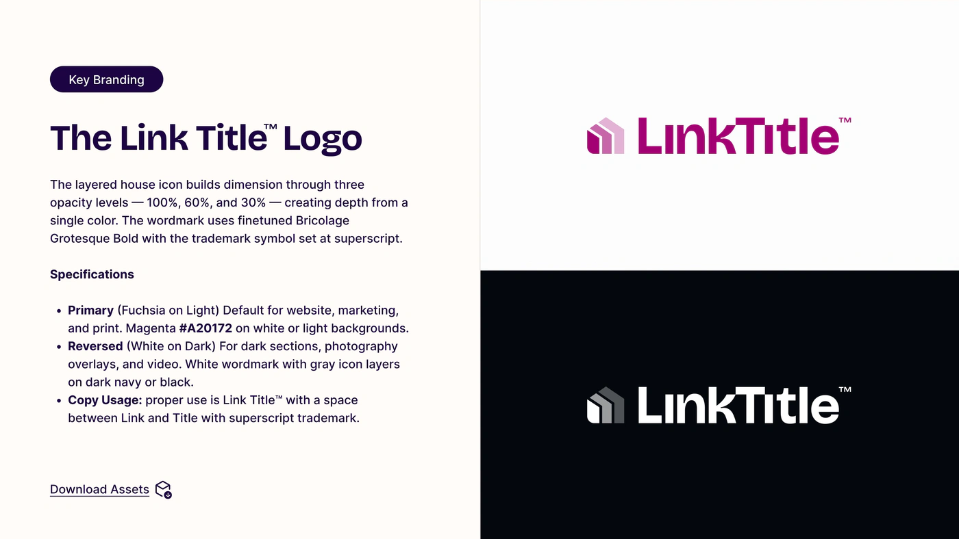 The logo — three opacities, one colour; primary and reversed