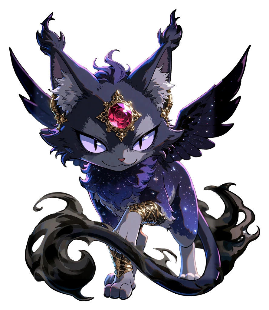 The same Gloamlynx keyed out of its backdrop, shown on a transparency grid.